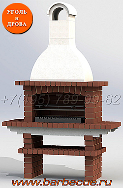 Модульная печь из коричневого кирпича ЭЛЕГИЯ-851 со столешницей из квадратного кирпича 60 мм