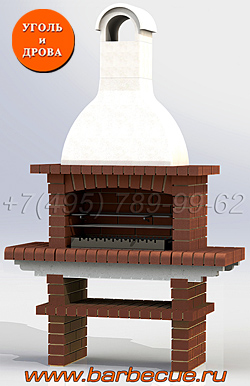 Модульная печь из коричневого кирпича ЭЛЕГИЯ-851 со столешницей из полукруглого кирпича 85 мм