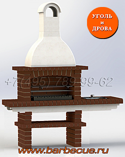 Модульная печь барбекю из коричневого кирпича ЭЛЕГИЯ-852 со столешницей из полукруглого кирпича 85 мм