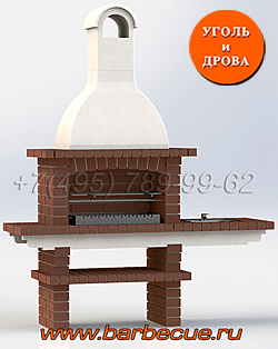 Модульная печь из коричневого кирпича ЭЛЕГИЯ-852 со столешницей из квадратного кирпича 60 мм