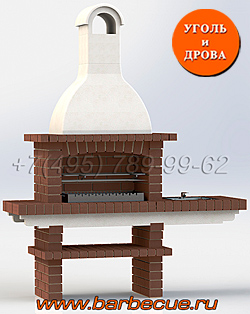 Модульная печь барбекю из коричневого кирпича ЭЛЕГИЯ-852 со столешницей из квадратного кирпича 85 мм