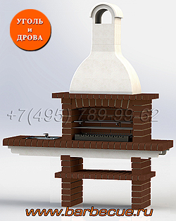 Готовая модульная печь из коричневого кирпича ЭЛЕГИЯ-853 со столешницей из полукруглого кирпича 85 мм