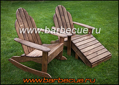 Купить садовое кресло-качалка недорого в Москве. Кресло для дачи и сада с подставкой для ног. Продажа садовых кресел из дерева в Москве